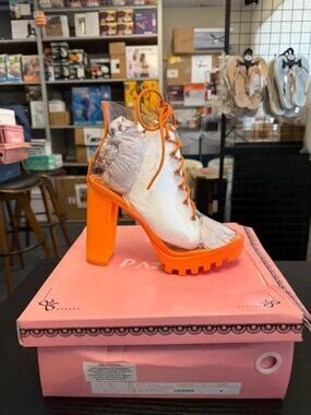 Fashion Clear Lace Up Ankle Boots - Transparent TPU Platform Block High Heels